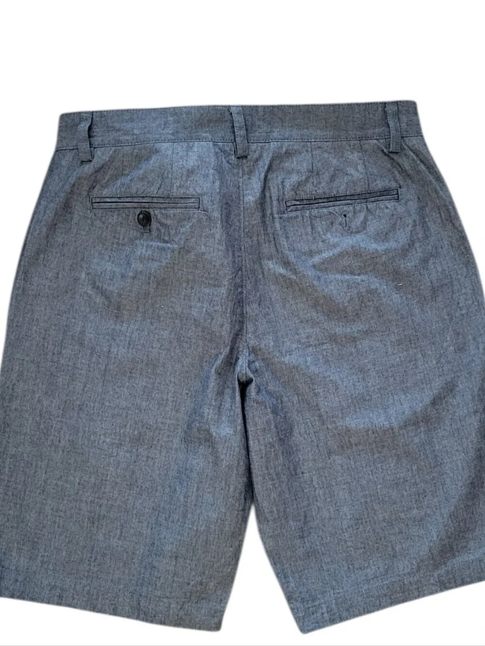 Banana Republic Chambray Flat-Front Shorts - Blue Gray